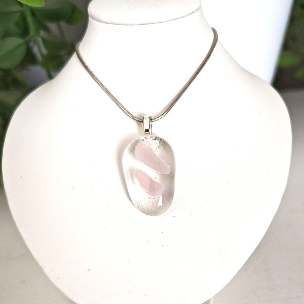 OOAK handmade pendant necklace, Sculptured fused glass jewelry + necklace